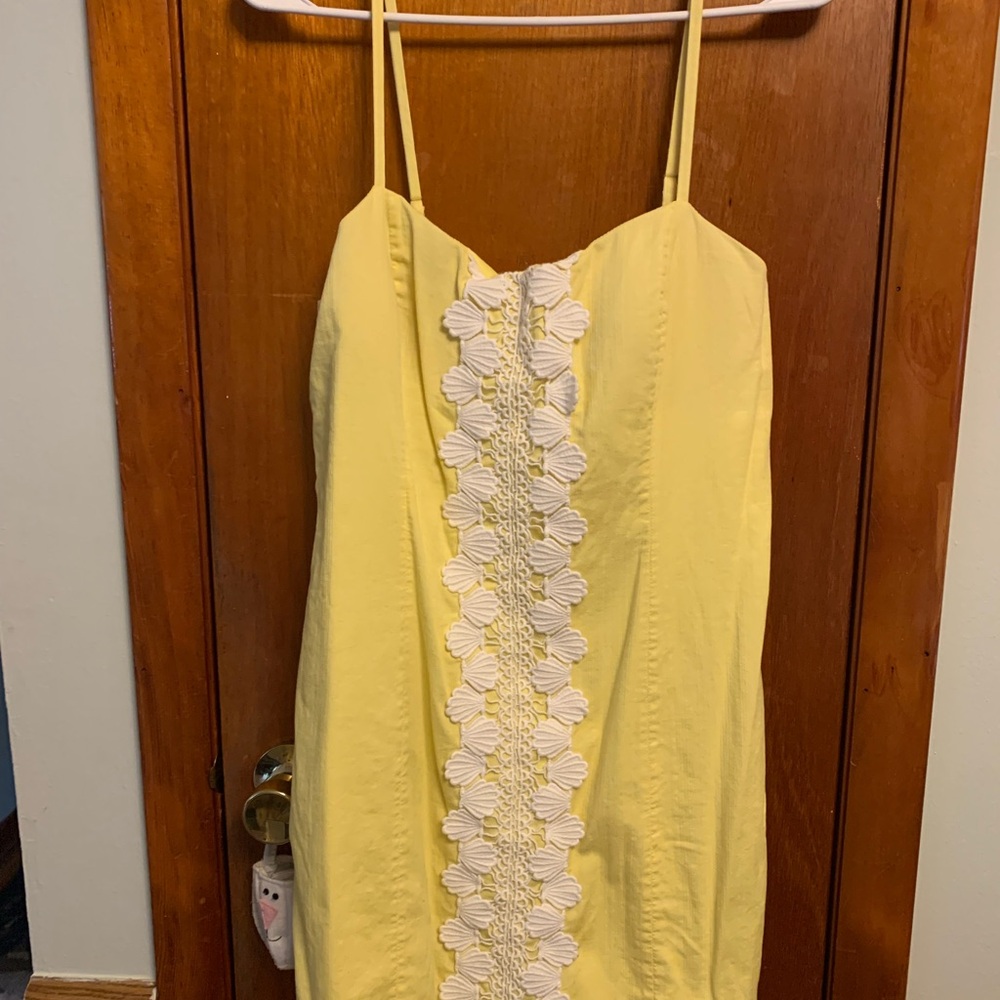 Yellow Sleeveless Dress with White Detailing